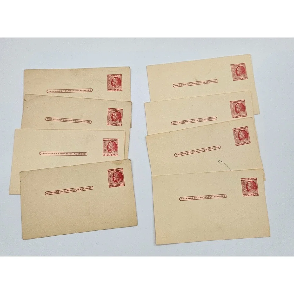 Lot of 8 Vintage US 2 Cent‎ Postal Cards Washington Franklin 1900s Collectible